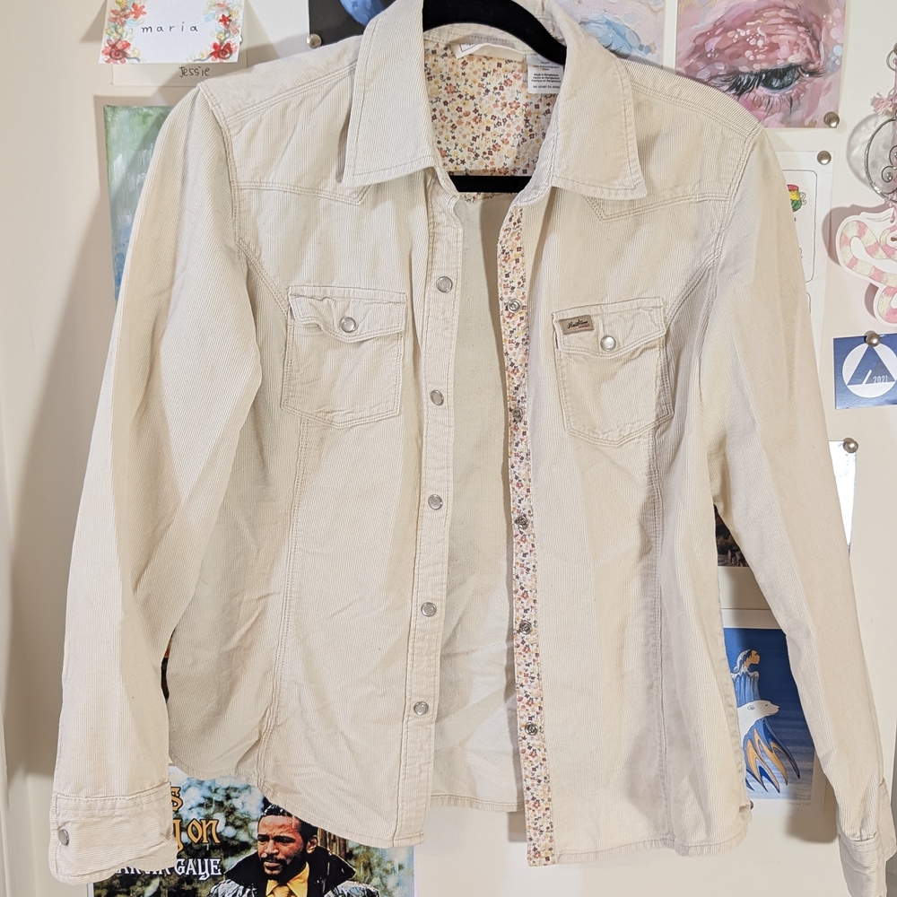 Levi's Vintage Cream Denim Button-Up shirt with Floral Lining